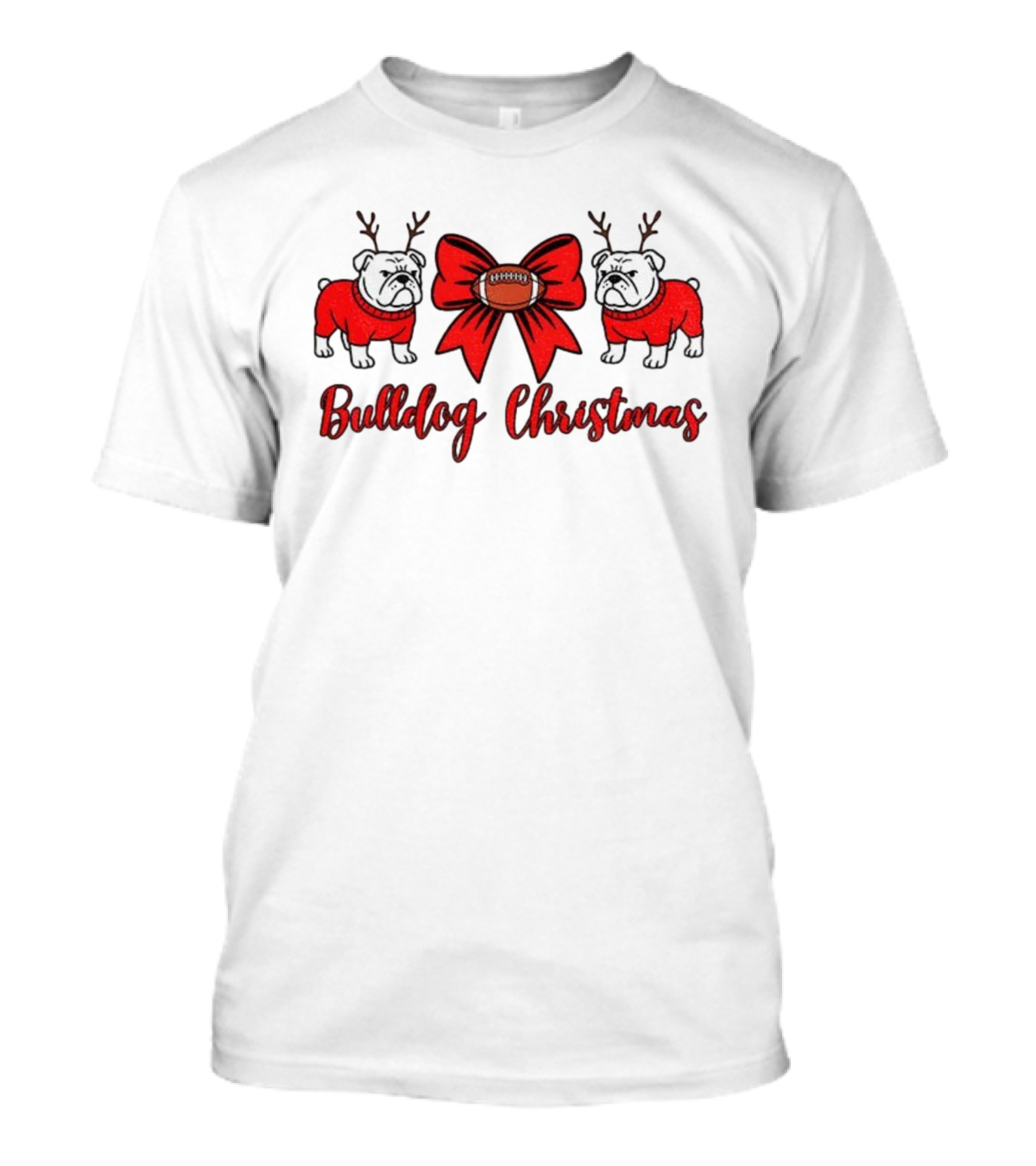 UGA Bulldogs Christmas Bow Football Bulldogs T-Shirt