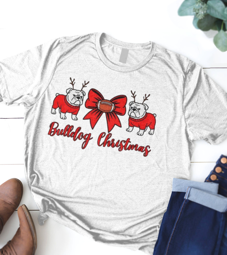 UGA Bulldogs Christmas Bow Football Bulldogs T-Shirt