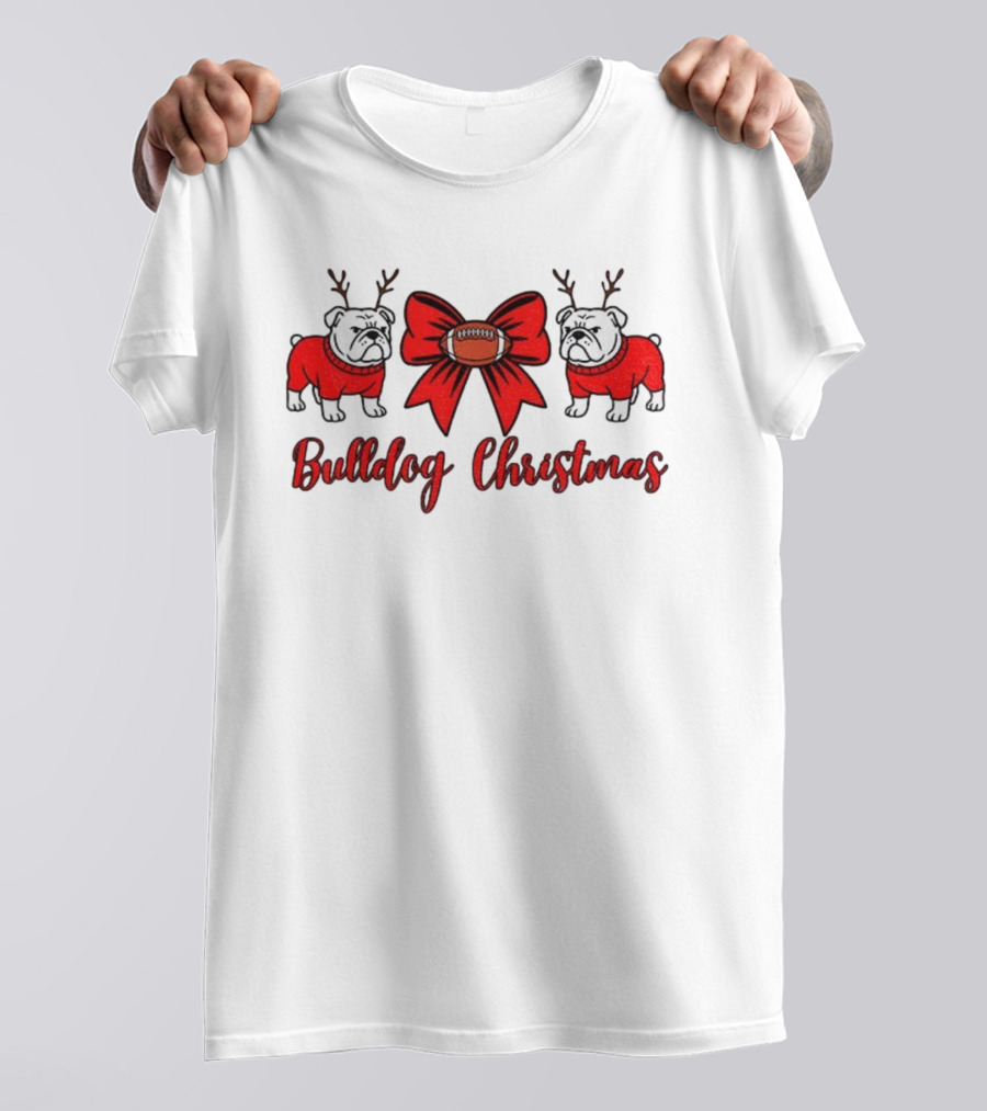 UGA Bulldogs Christmas Bow Football Bulldogs T-Shirt