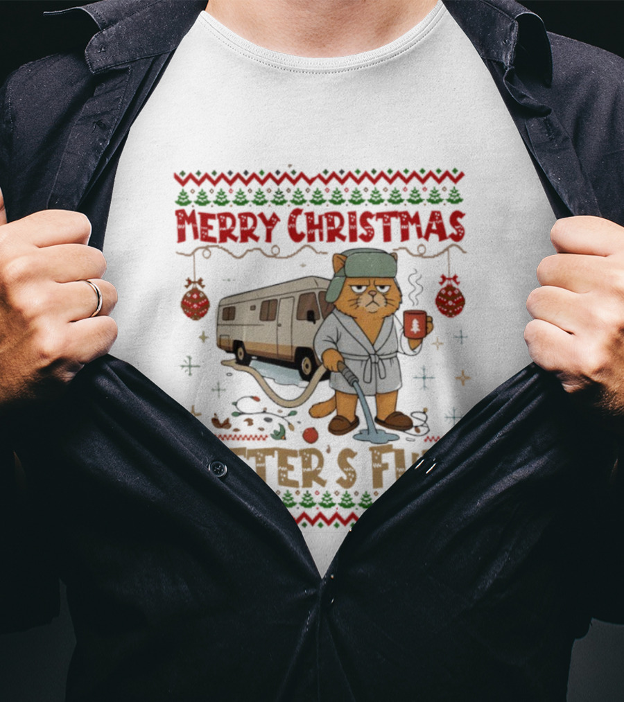 Merry Christmas Vintage Litter’s Full Cat Holiday Humor T-Shirt