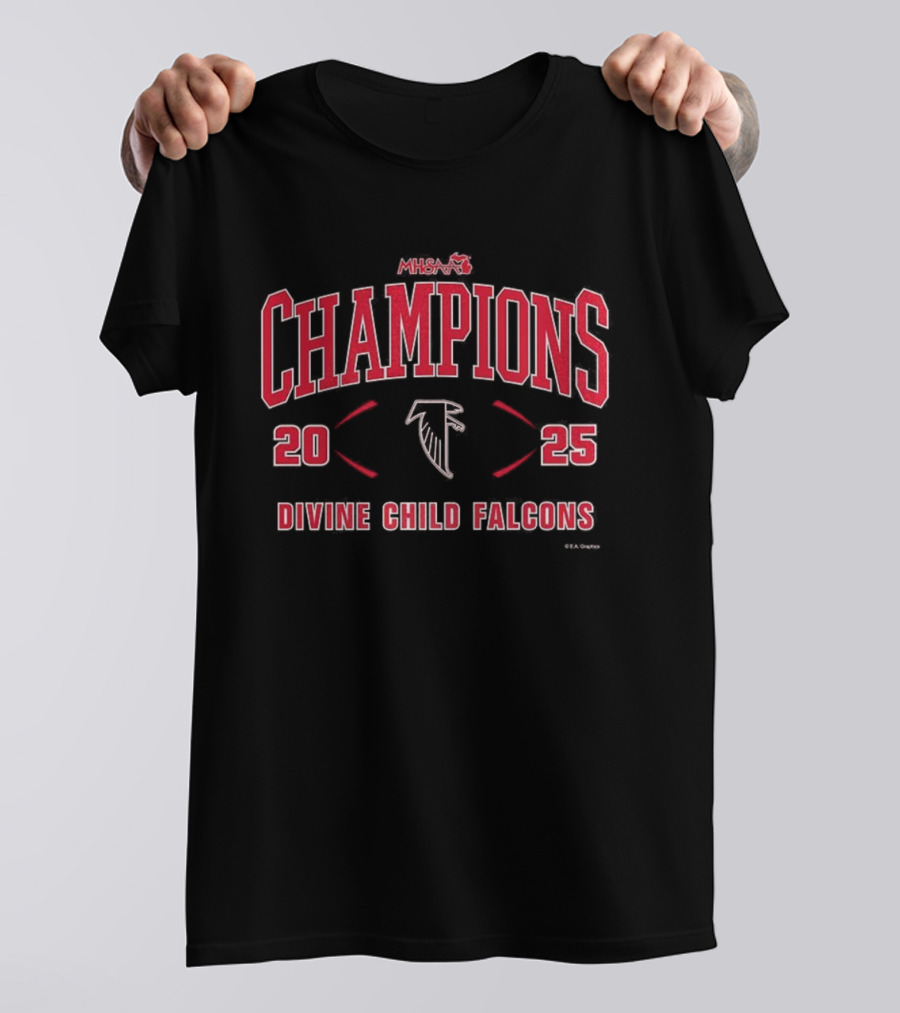 MHSAA Champions 2025 Divine Child Falcons Football Division 4 T-Shirt
