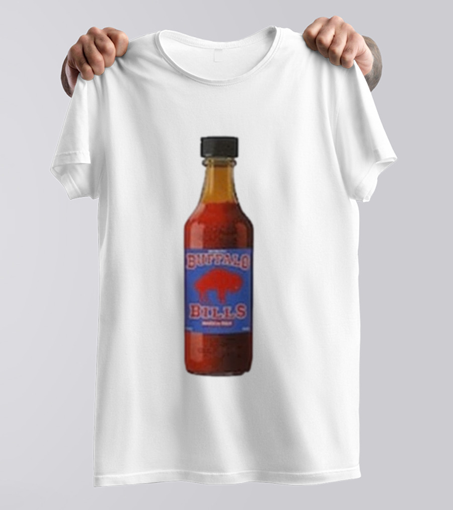 Buffalo Bills Wing Sauce Hot Bottle Blue Red Buffalo Icon T-Shirt