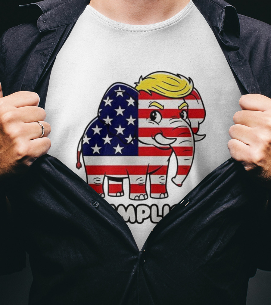 Trumplican American Flag Elephant With Hair And Stars T-Shirt