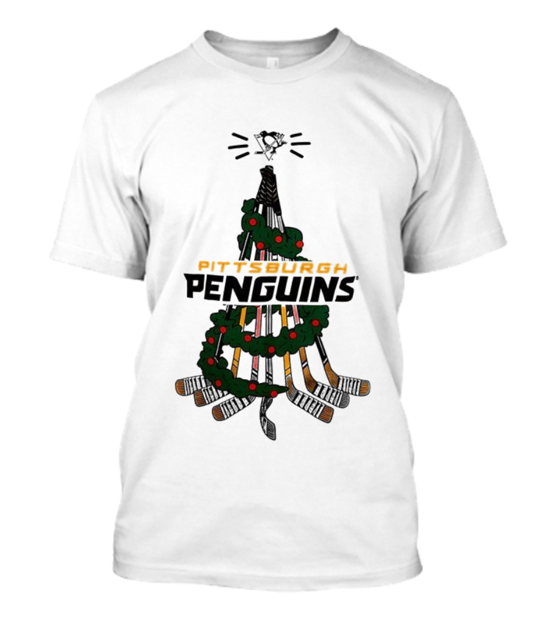 Pittsburgh Penguins Stickmas Holiday Christmas Tree NHL Hockey Team Christmas T-Shirt