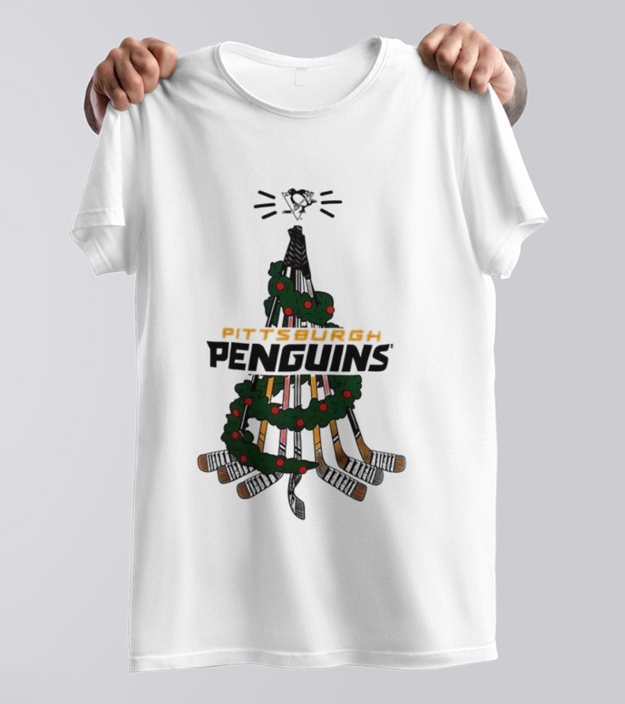 Pittsburgh Penguins Stickmas Holiday Christmas Tree NHL Hockey Team Christmas T-Shirt