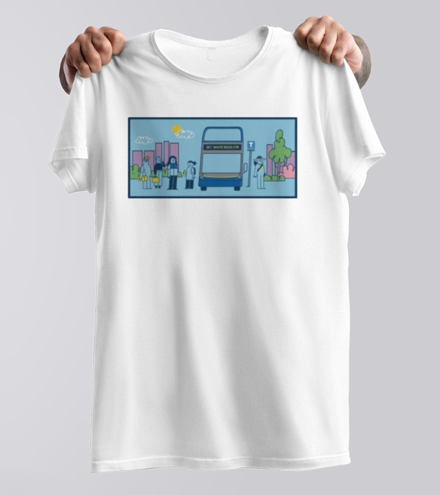 Translink Bus 351 White Rock Ctr Cityscape With Commuters T-Shirt