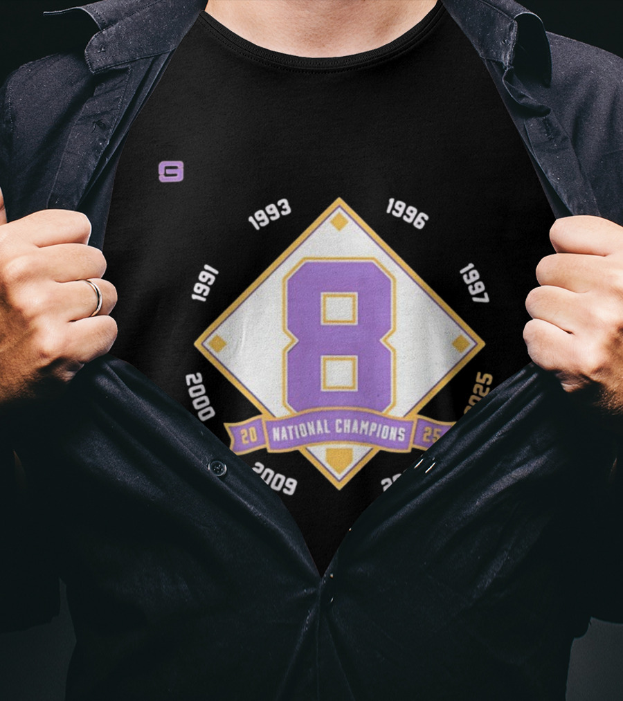 LSU Tigers National Champions 2025 8 Prestigious Wins 1991-2023 T-Shirt