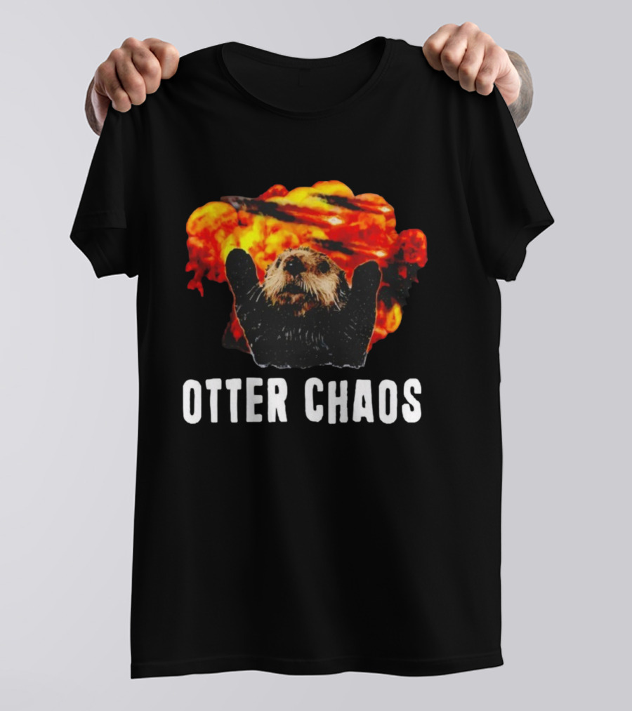 OTTER CHAOS Explosion With Fiery Burst T-Shirt