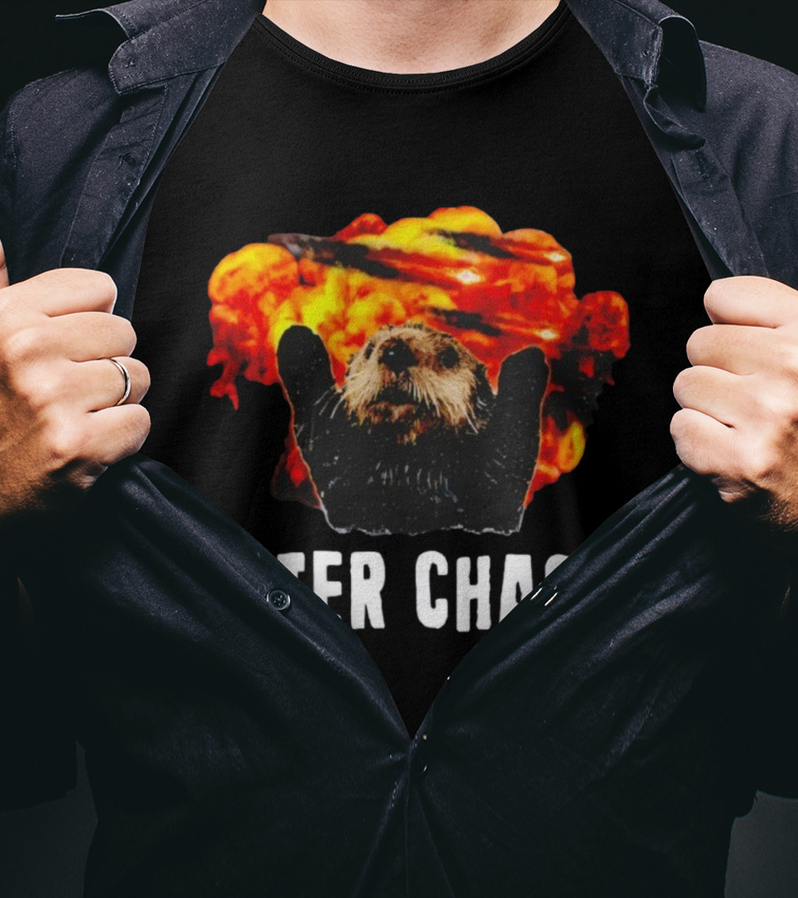 OTTER CHAOS Explosion With Fiery Burst T-Shirt