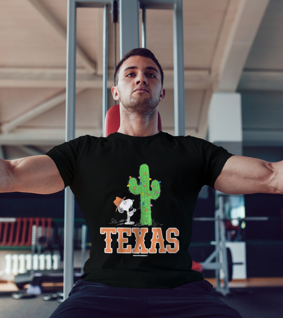 Snoopy Cactus Holiday Christmas Lights Texas T-Shirt