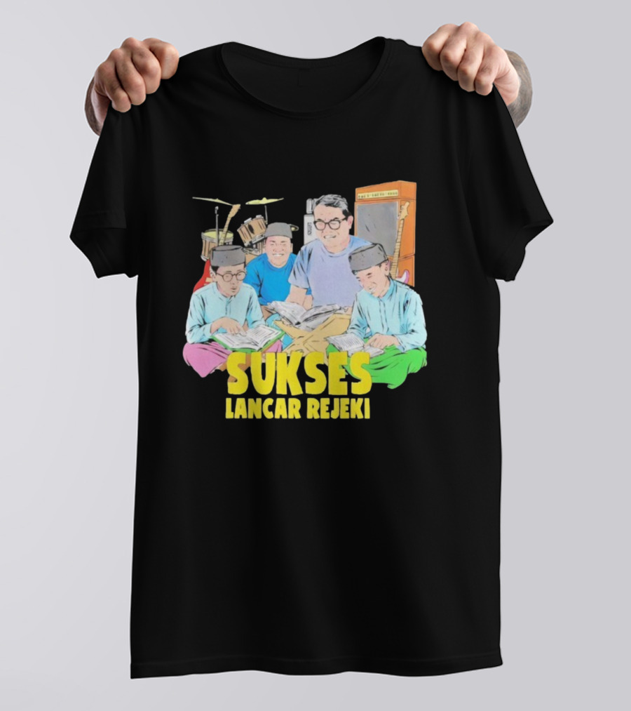 Sukses Lancar Rejeki Illustration With Reading Group And Musical Instruments T-Shirt