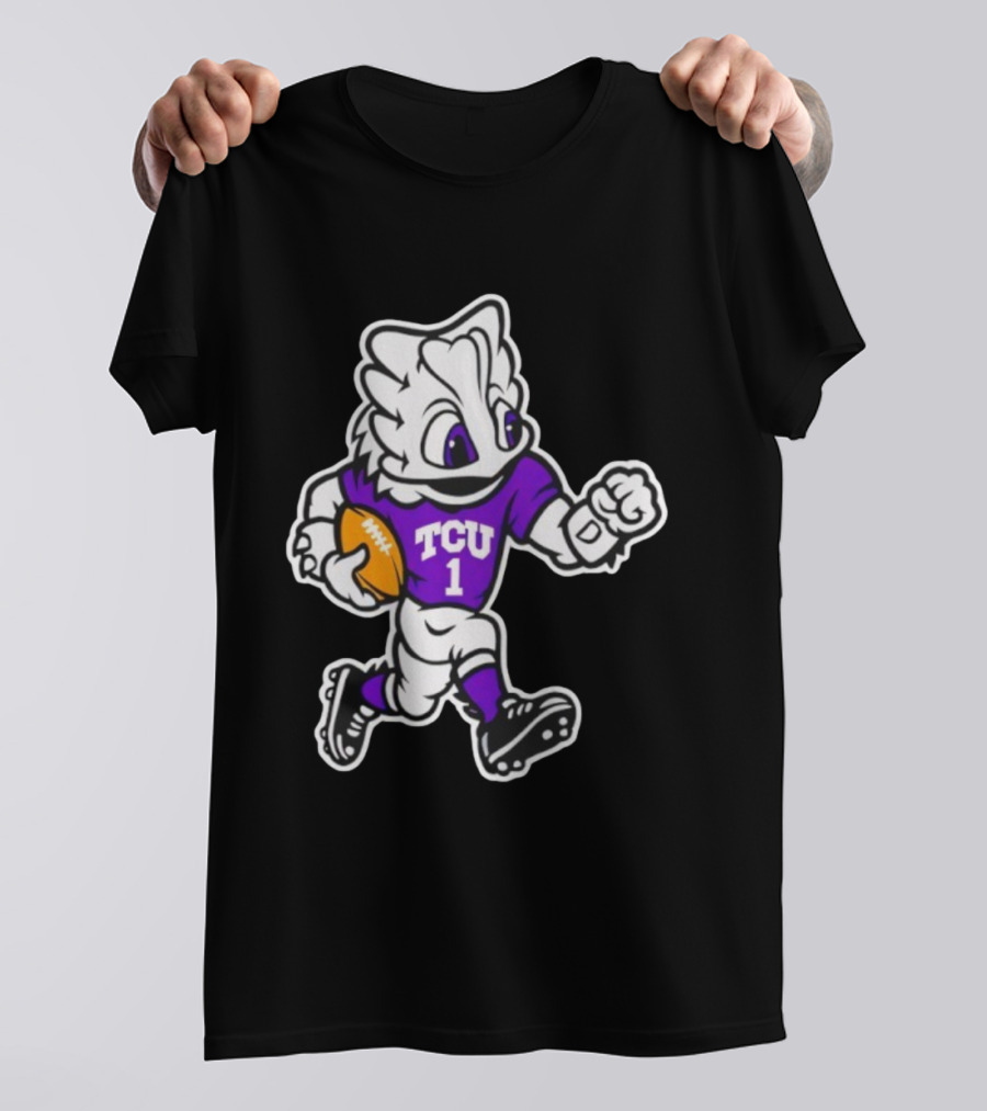 TCU SuperFrog Mascot Football Player With TCU 1 Jersey T-Shirt