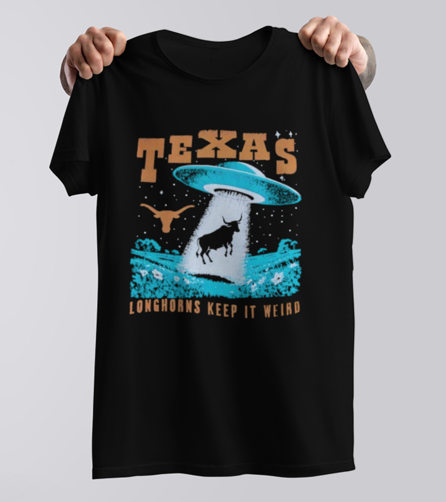 Texas Longhorns Keep It Weird UFO And Cactus Scene T-Shirt
