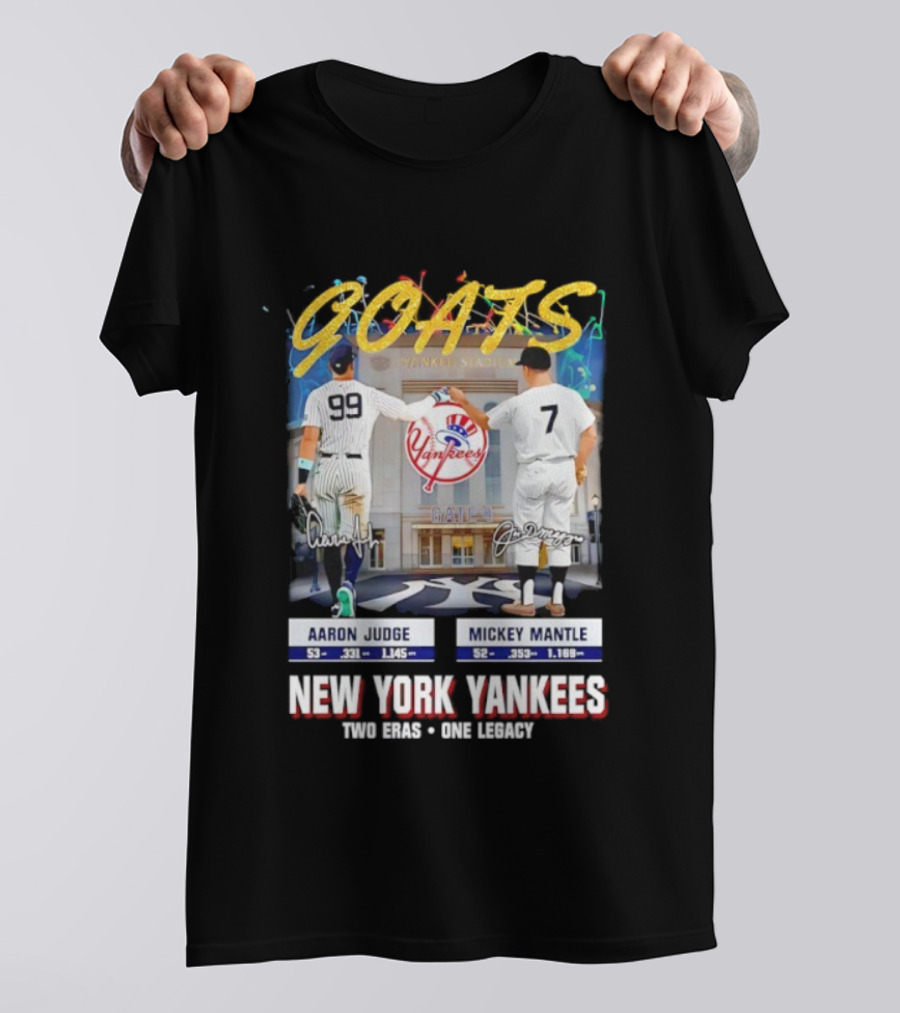 GOATS Aaron Judge X Mickey Mantle New York Yankees Two Eras One Legacy T-Shirt