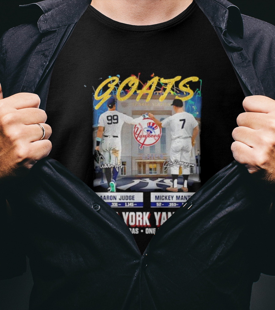 GOATS Aaron Judge X Mickey Mantle New York Yankees Two Eras One Legacy T-Shirt