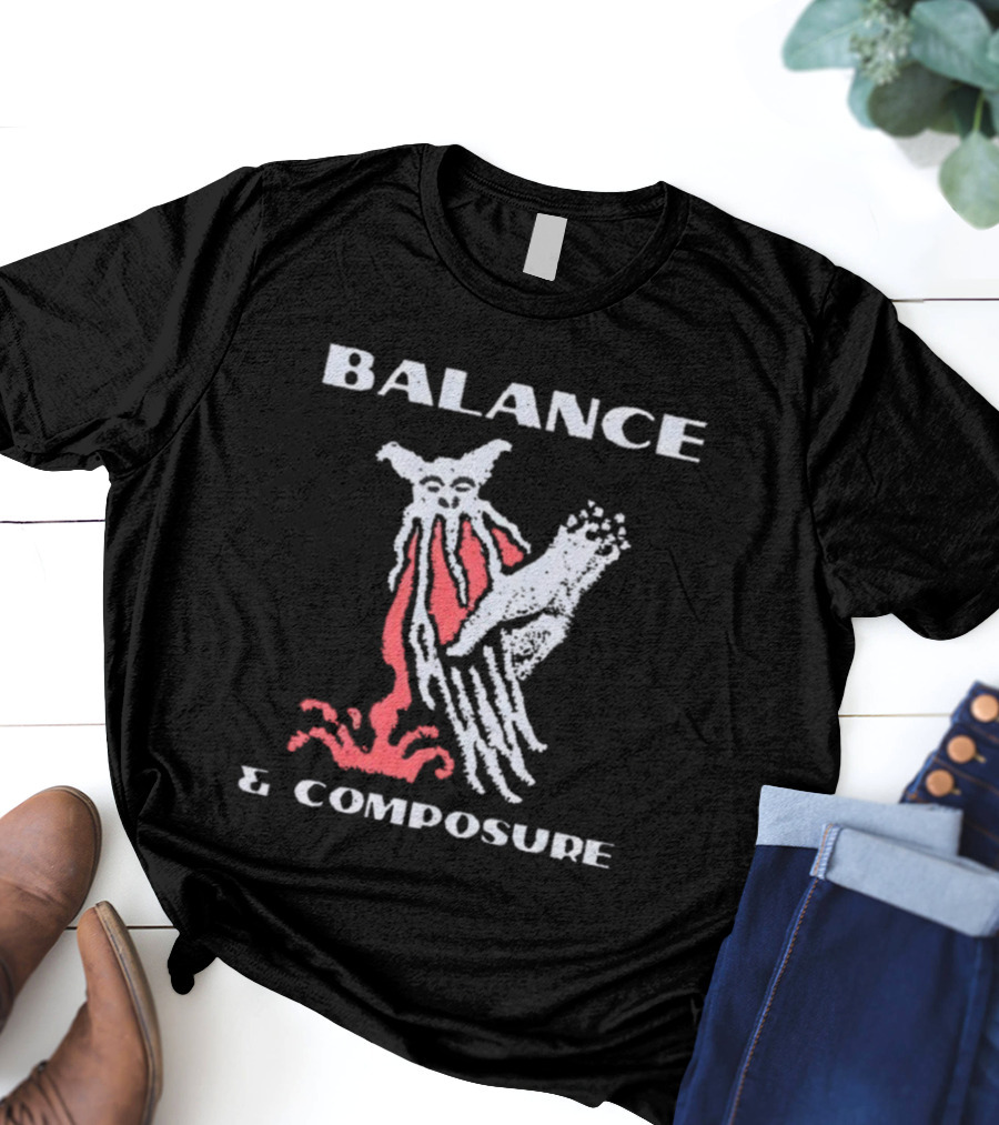 Balance And Composure Wyis Graphic Red White Owl Design T-Shirt