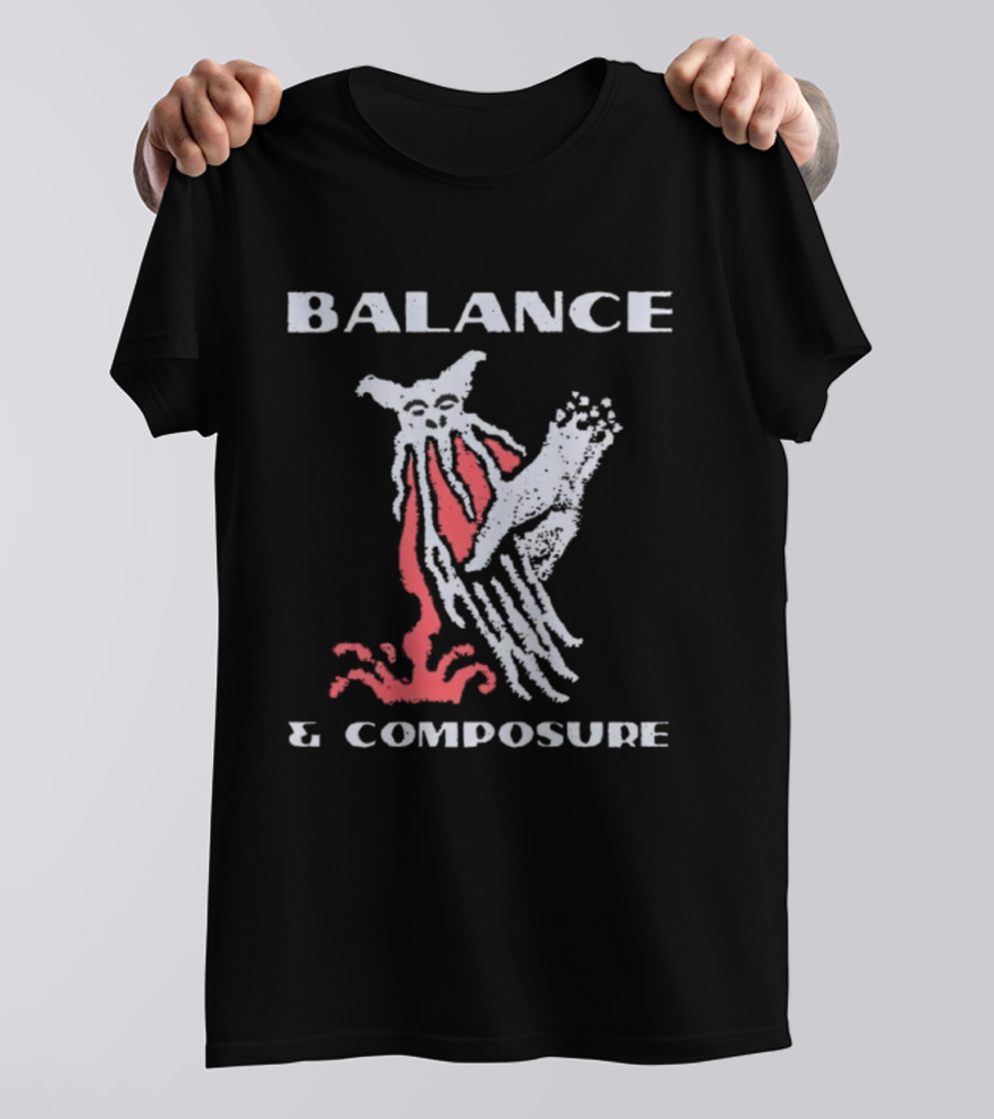 Balance And Composure Wyis Graphic Red White Owl Design T-Shirt