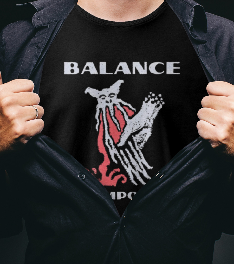 Balance And Composure Wyis Graphic Red White Owl Design T-Shirt