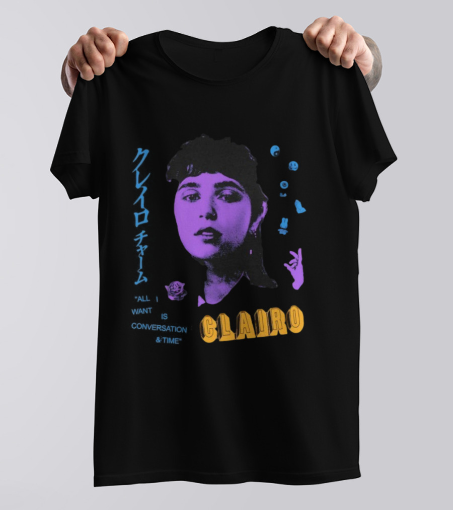 Clairo All I Want Is Conversation And Time Retro Style Portrait With Roses T-Shirt