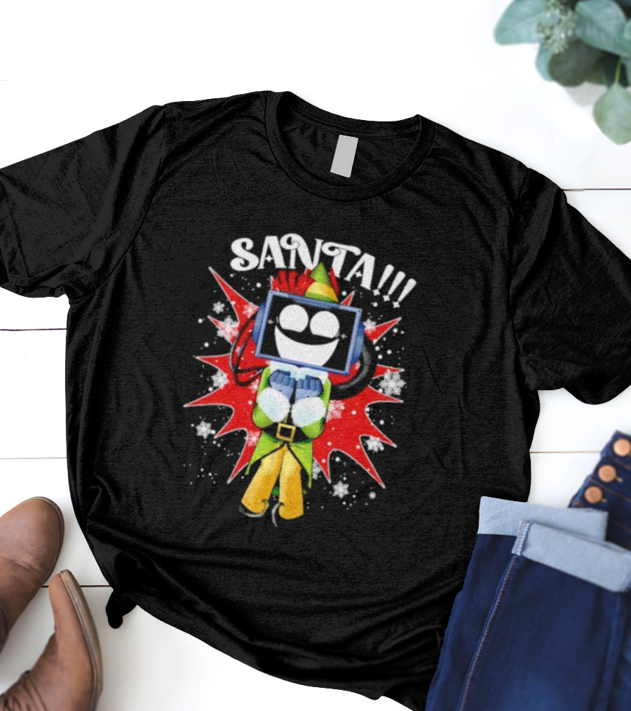Fixt Store Merch Buddy The Fixtbot Santa Robot Explosion Black T-Shirt
