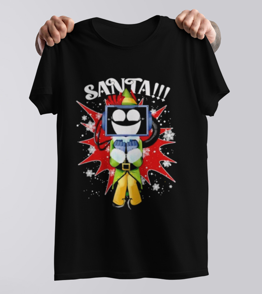 Fixt Store Merch Buddy The Fixtbot Santa Robot Explosion Black T-Shirt