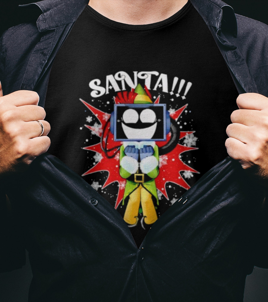 Fixt Store Merch Buddy The Fixtbot Santa Robot Explosion Black T-Shirt