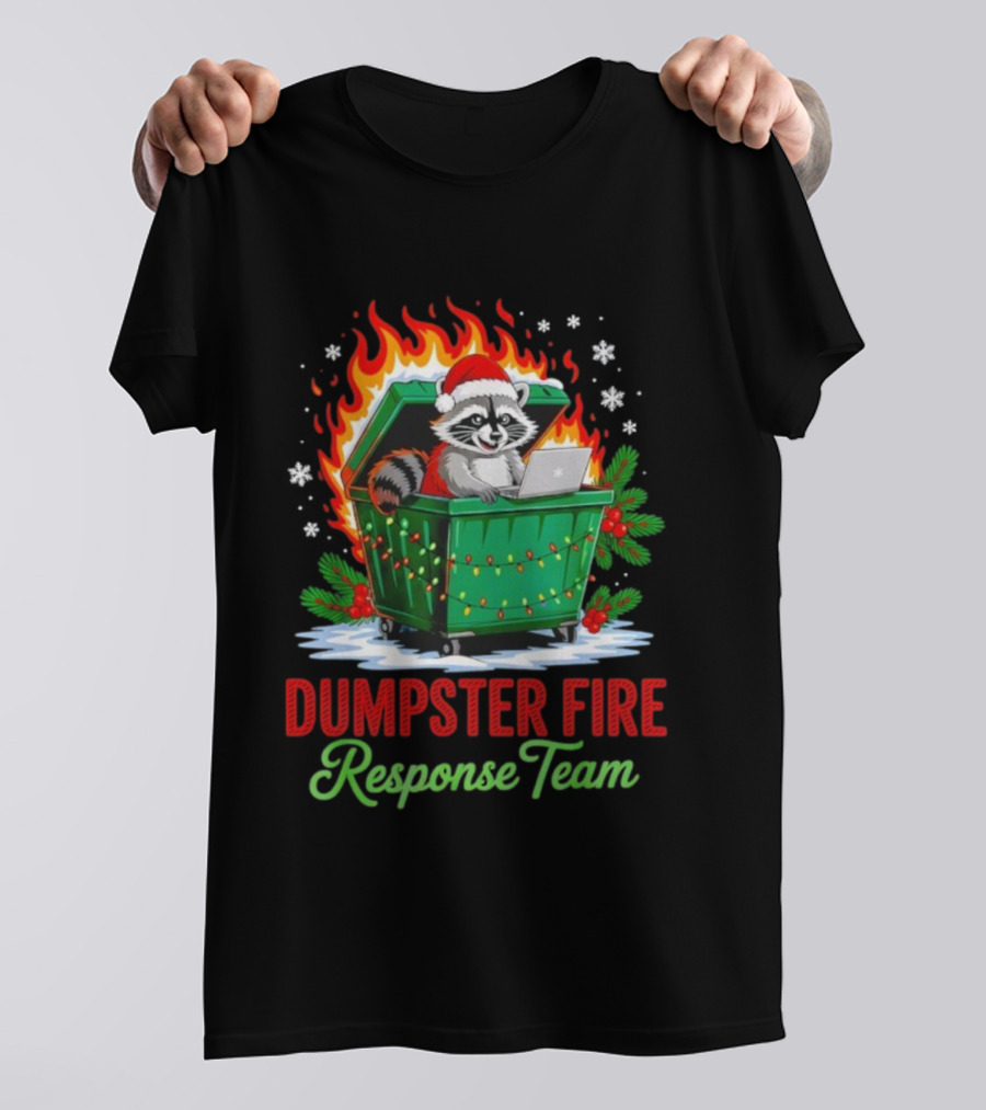 Dumpster Fire Response Team Raccoon Christmas Leader T-Shirt