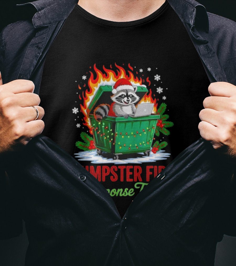 Dumpster Fire Response Team Raccoon Christmas Leader T-Shirt