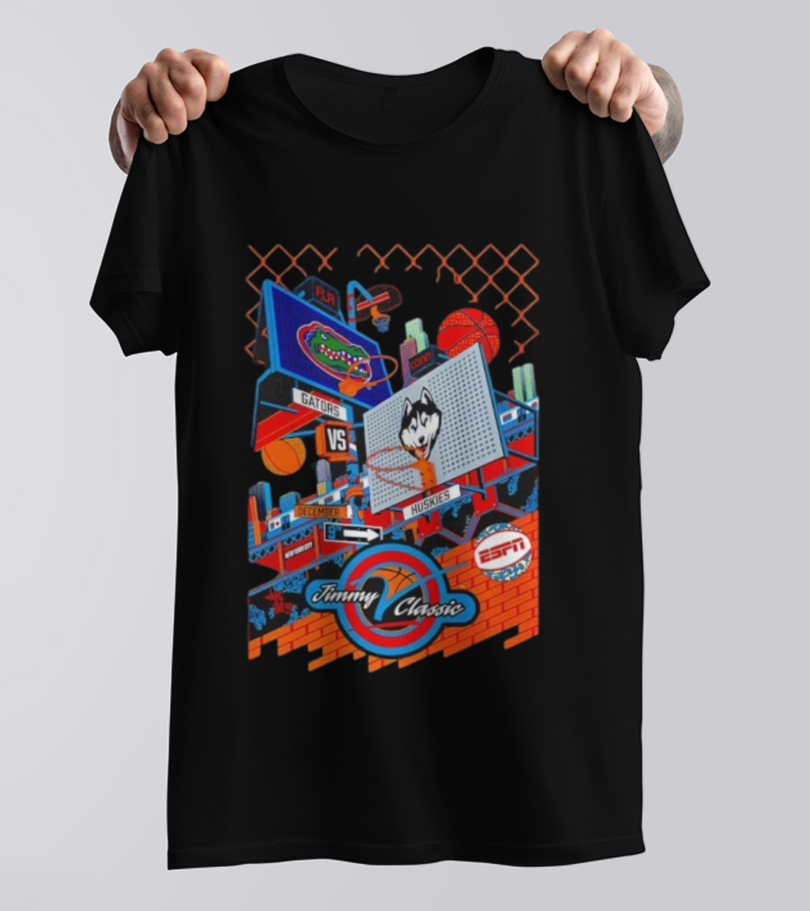 Florida Gators Vs UConn Huskies Jimmy V Classic December 9 ESPN Basketball Event T-Shirt