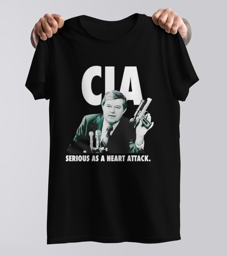 CIA Serious As A Heart Attack Gun Microphone T-Shirt