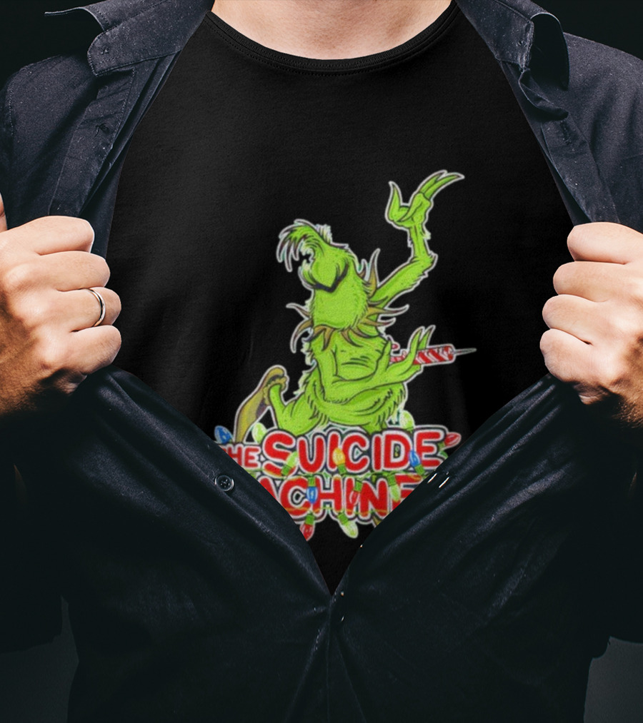 The Suicide Machines Grinch Holding Candy Cane With Christmas Lights T-Shirt