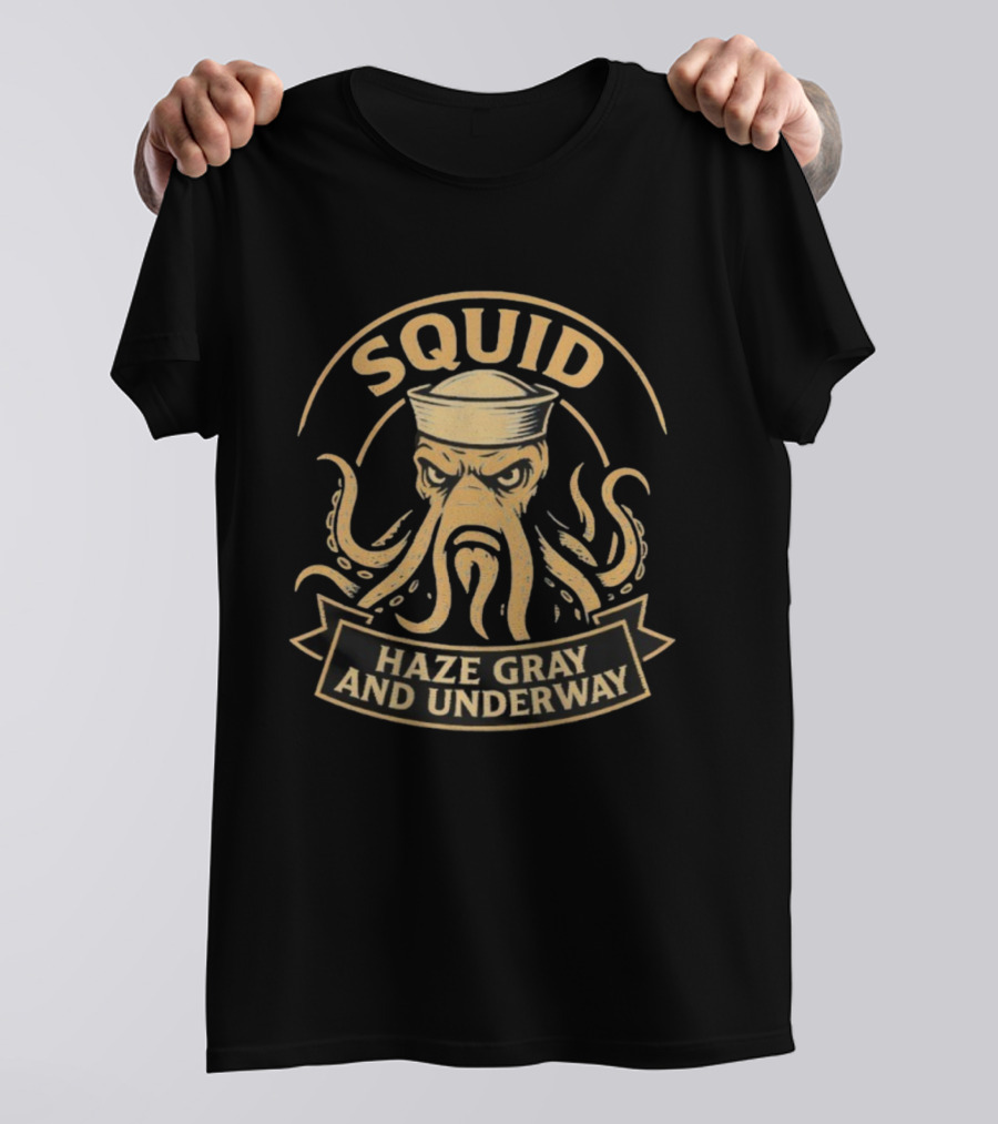 Squid Haze Gray And Underway Navy Sailor Octopus T-Shirt