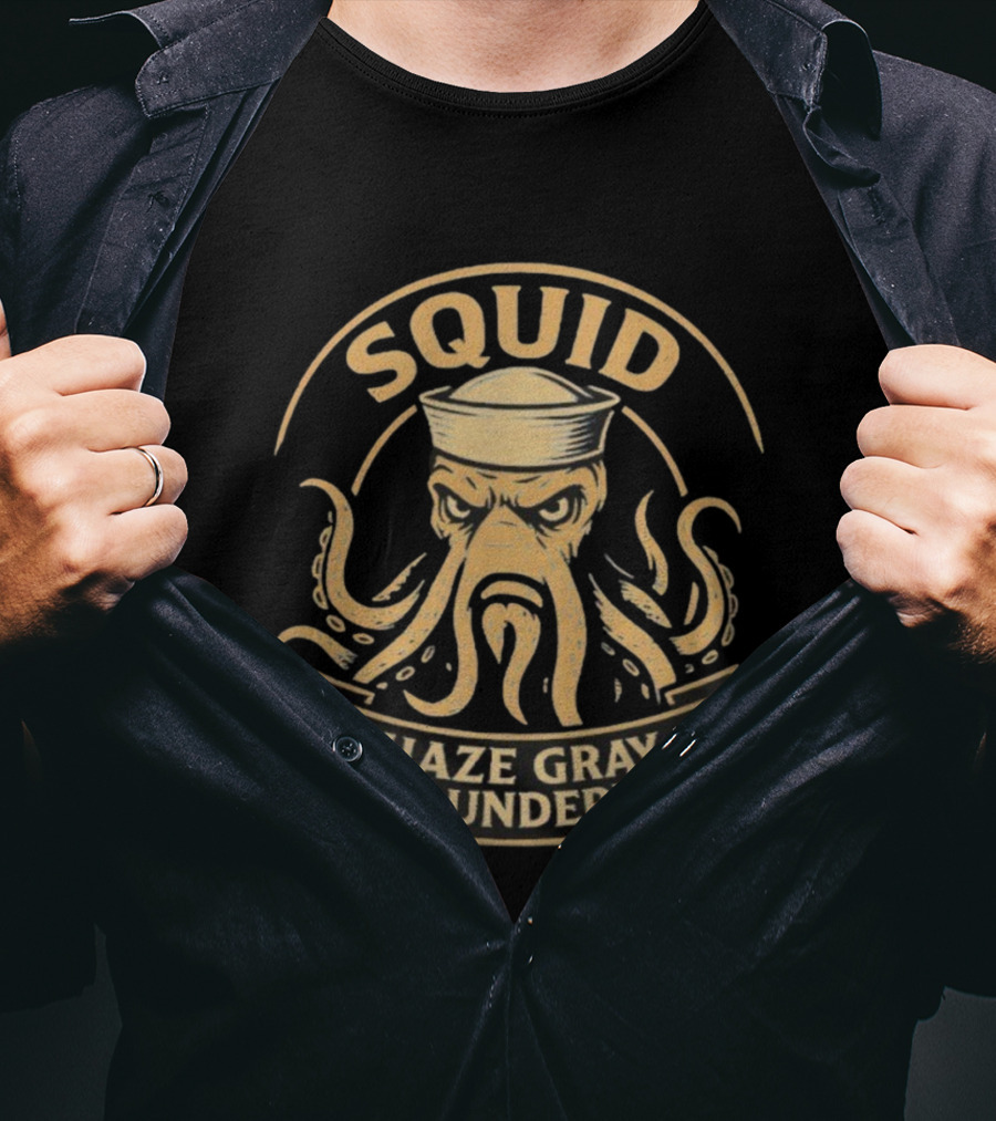 Squid Haze Gray And Underway Navy Sailor Octopus T-Shirt