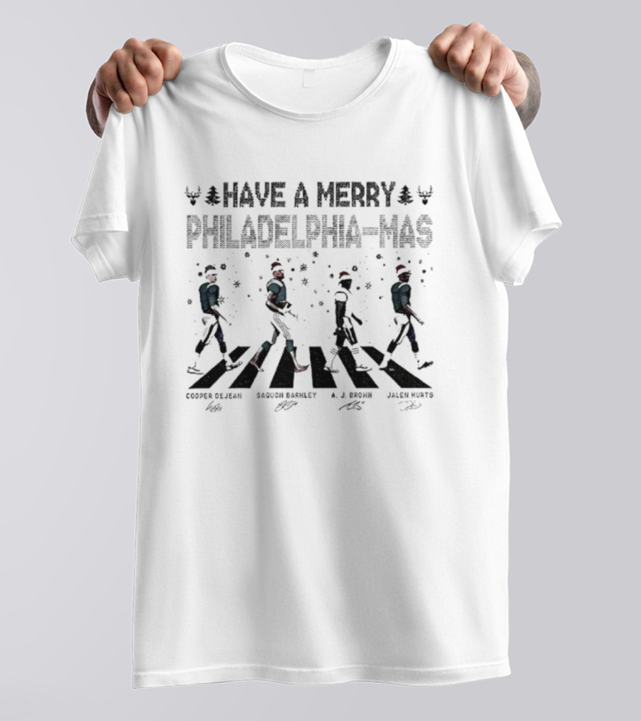Have A Merry Philadelphia Eagles Mas Christmas Abbey Road Baseball Players Snowflakes T-Shirt