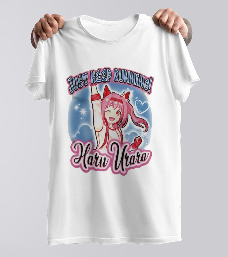 JUST KEEP RUNNING HARU URARA ANIME WINKING CHARACTER WITH HEART AND STARS T-Shirt