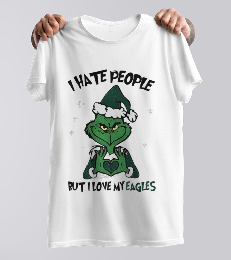 Philadelphia Football Grinch I Hate People But I Love My Eagles Christmas T-Shirt