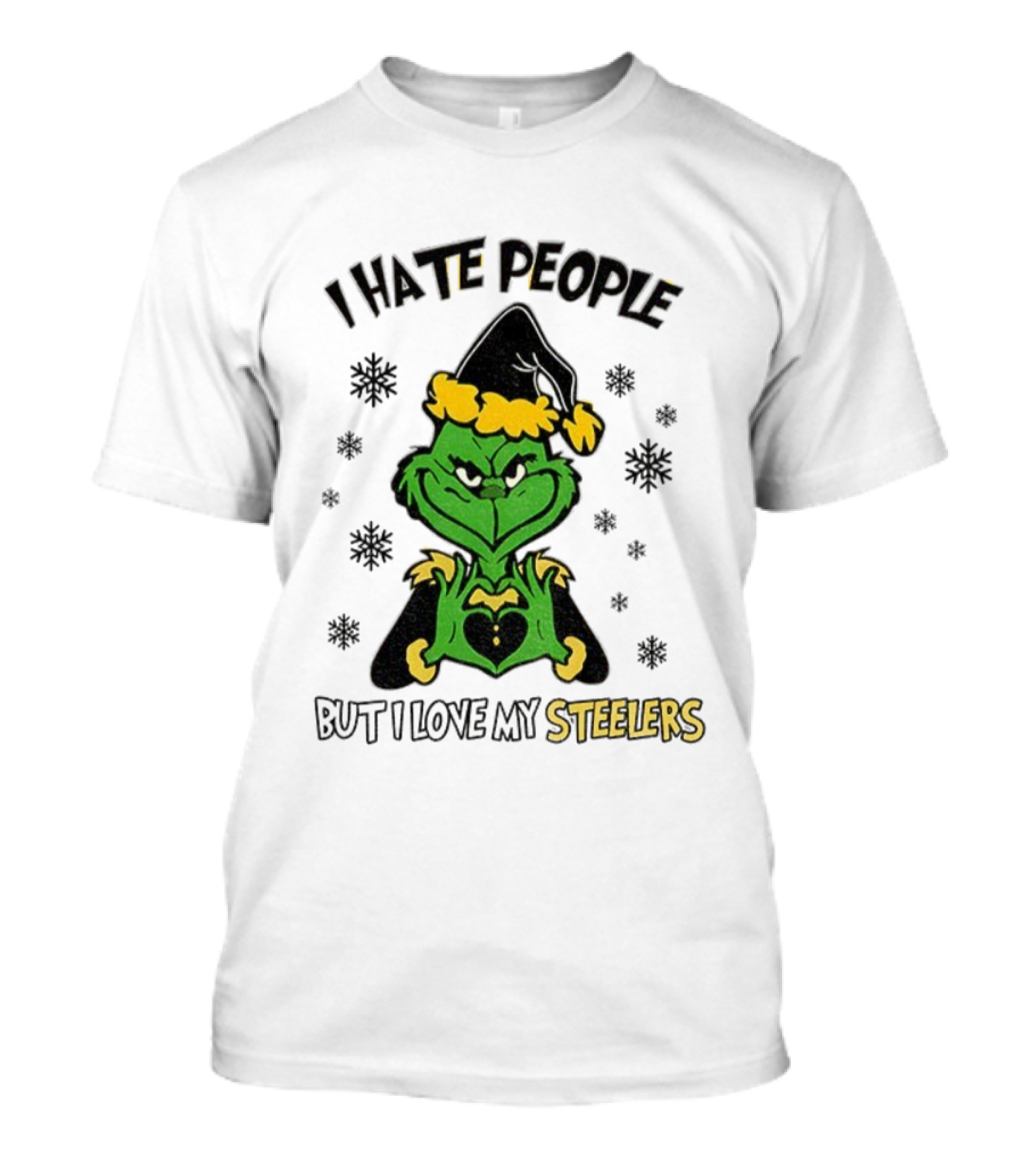 Pittsburgh Steelers Grinch I Hate People But I Love My Steelers Christmas T-Shirt