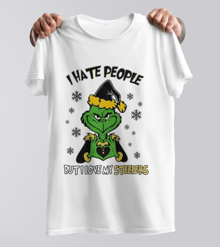Pittsburgh Steelers Grinch I Hate People But I Love My Steelers Christmas T-Shirt