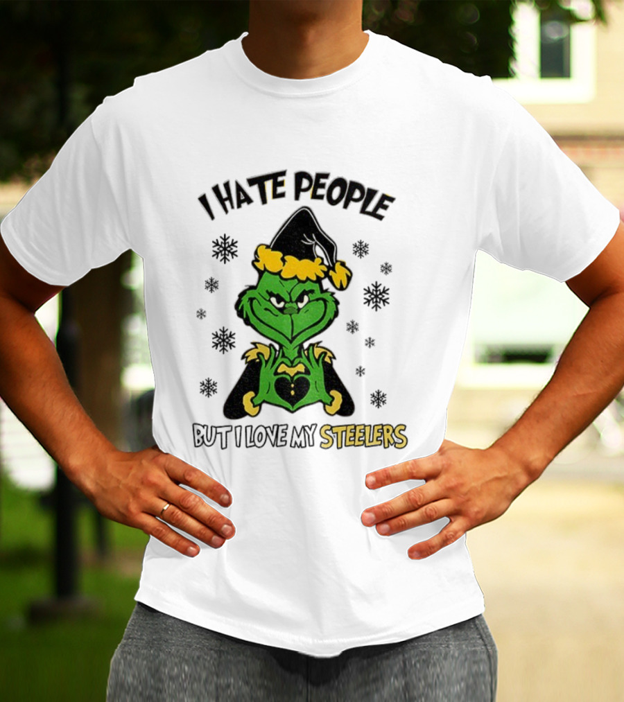 Pittsburgh Steelers Grinch I Hate People But I Love My Steelers Christmas T-Shirt