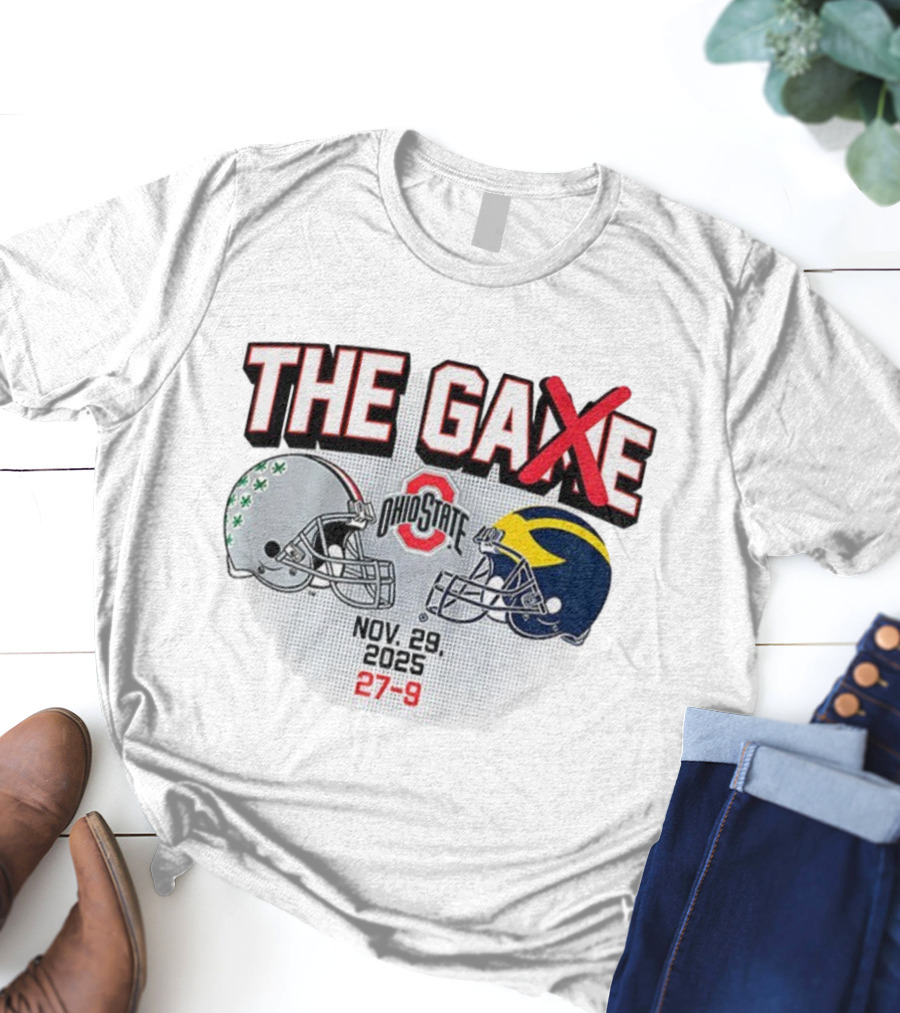 Ohio State Buckeyes Vs Michigan Wolverines Helmets The Game Nov 29 2025 27-9 T-Shirt