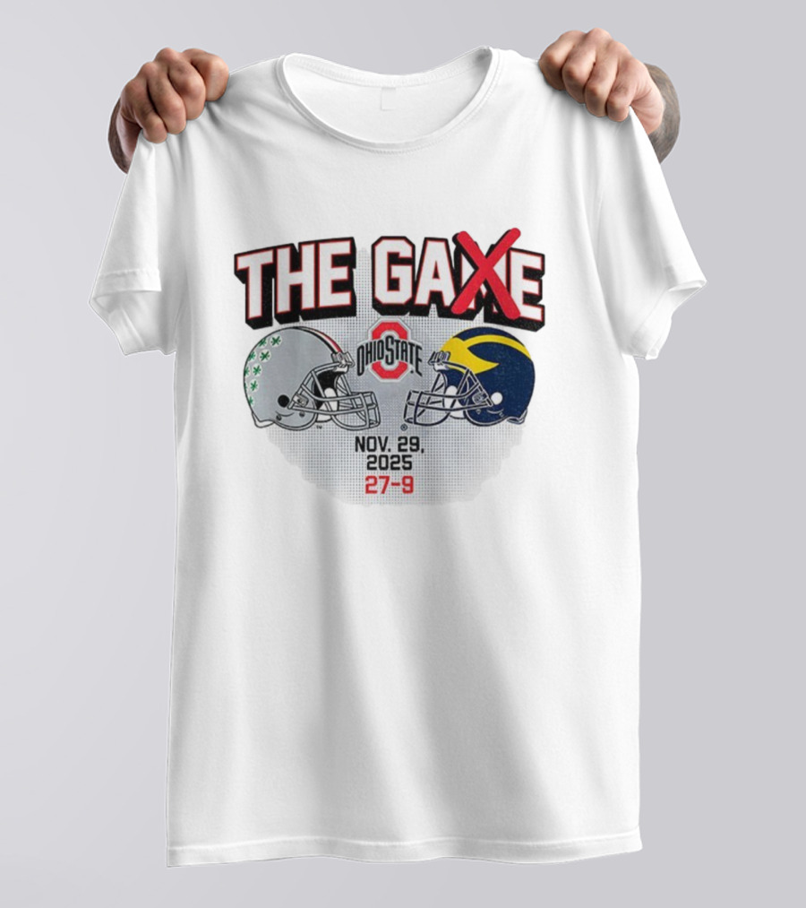 Ohio State Buckeyes Vs Michigan Wolverines Helmets The Game Nov 29 2025 27-9 T-Shirt