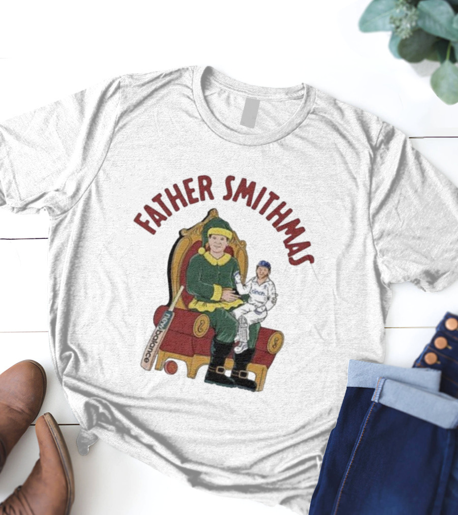 Father Smithmas Santa Suit Christmas Cricket Steve Smith T-Shirt