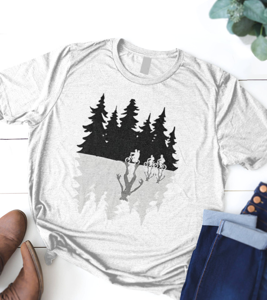 Stranger Things Upside Down Forest Biking Vintage Christmas Tree T-Shirt