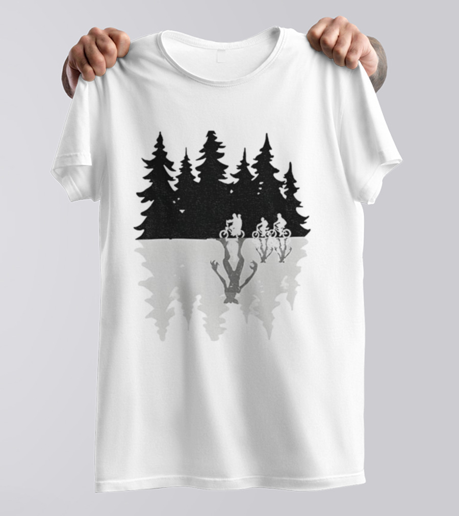 Stranger Things Upside Down Forest Biking Vintage Christmas Tree T-Shirt