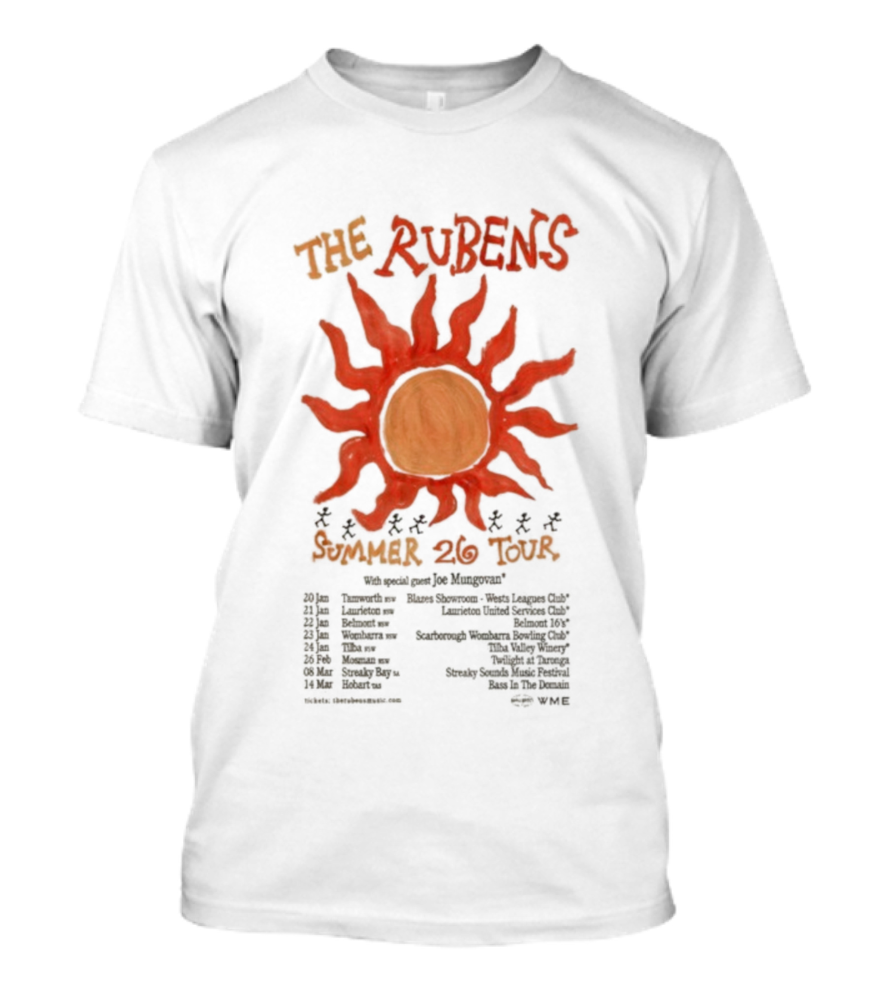The Rubens Summer Tour 2026 Sunburst Dates And Locations T-Shirt