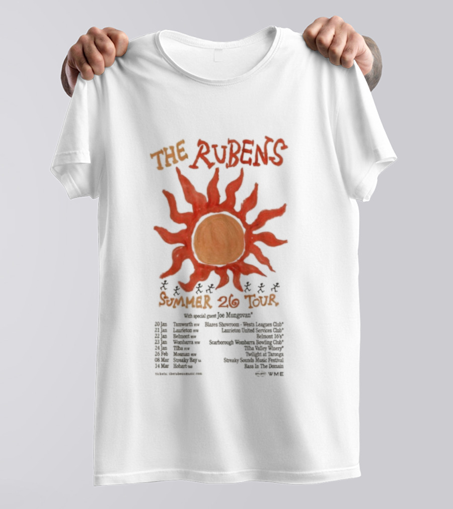 The Rubens Summer Tour 2026 Sunburst Dates And Locations T-Shirt