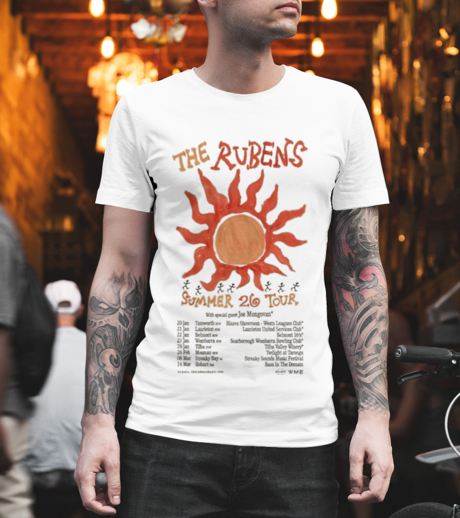 The Rubens Summer Tour 2026 Sunburst Dates And Locations T-Shirt