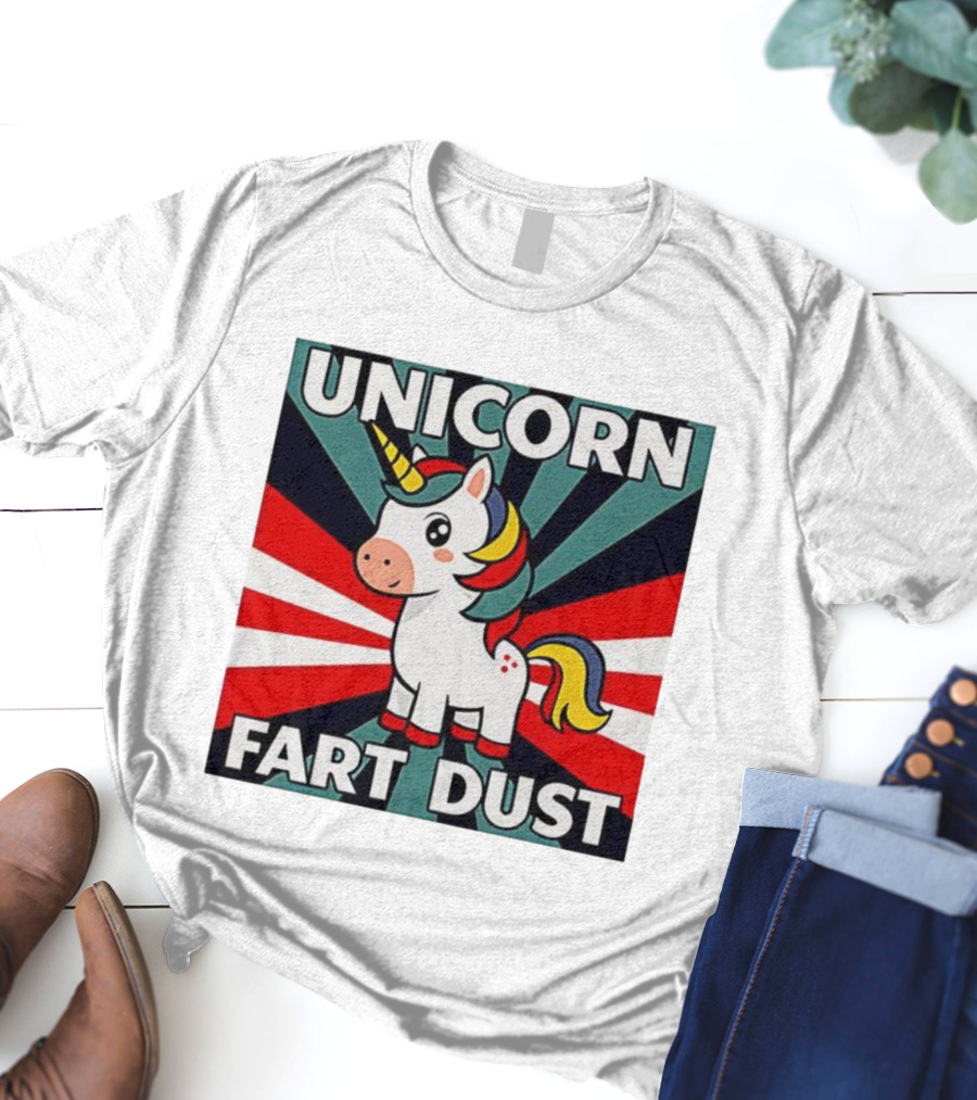 Unicorn Fart Dust Cartoon Colorful Cute Design T-Shirt