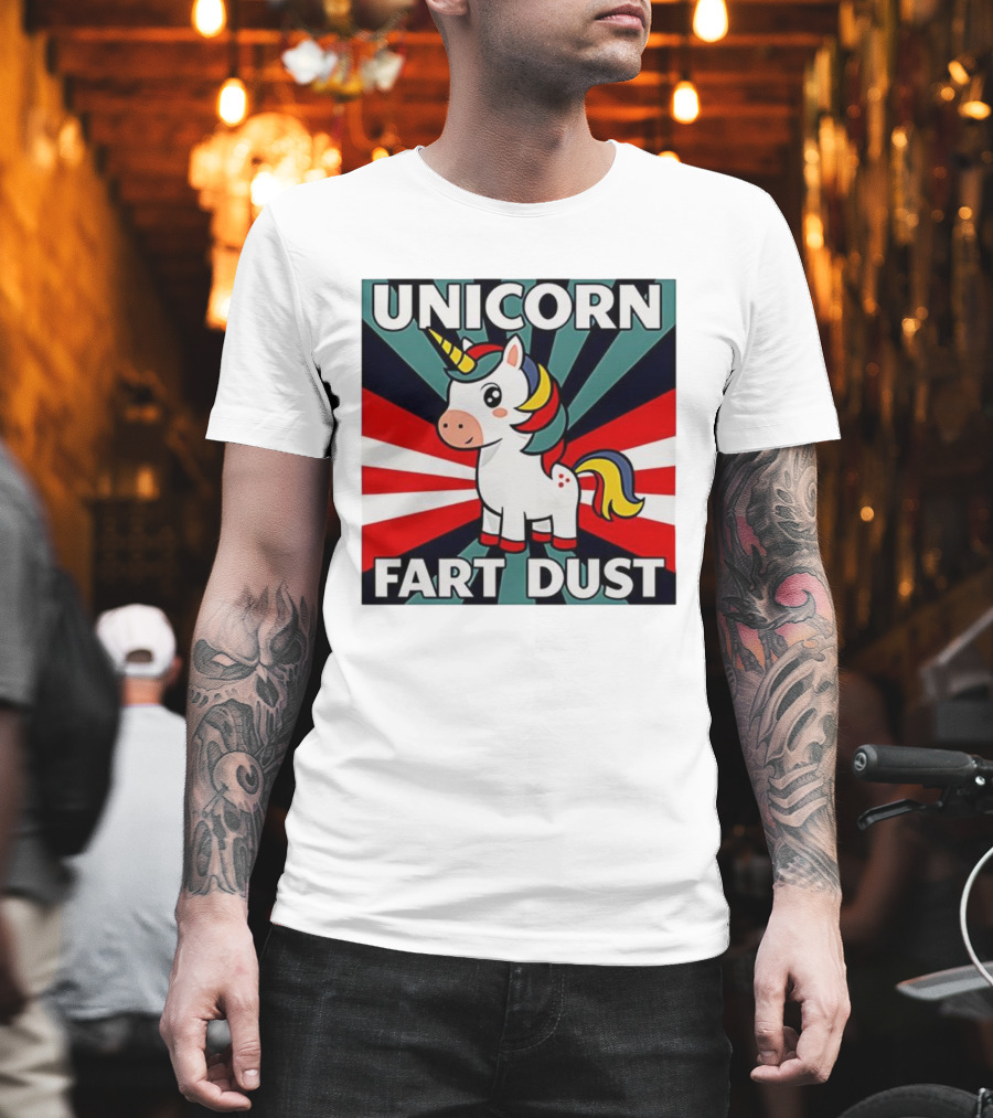Unicorn Fart Dust Cartoon Colorful Cute Design T-Shirt