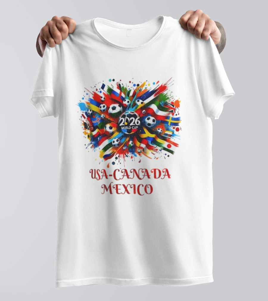 World Cup 2026 USA Canada Mexico Soccer Flags Celebration T-Shirt